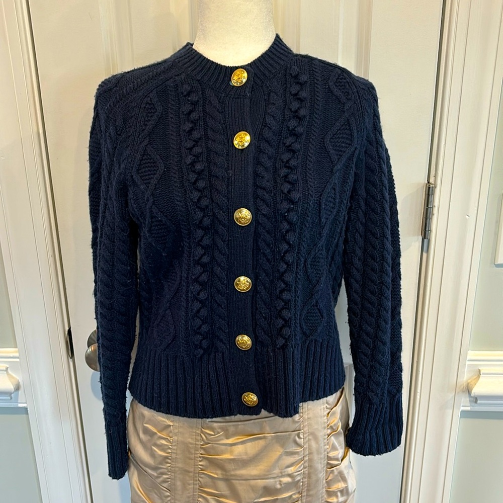 J. Crew Navy Blue Cable Knit Cardigan - EUC - size small!